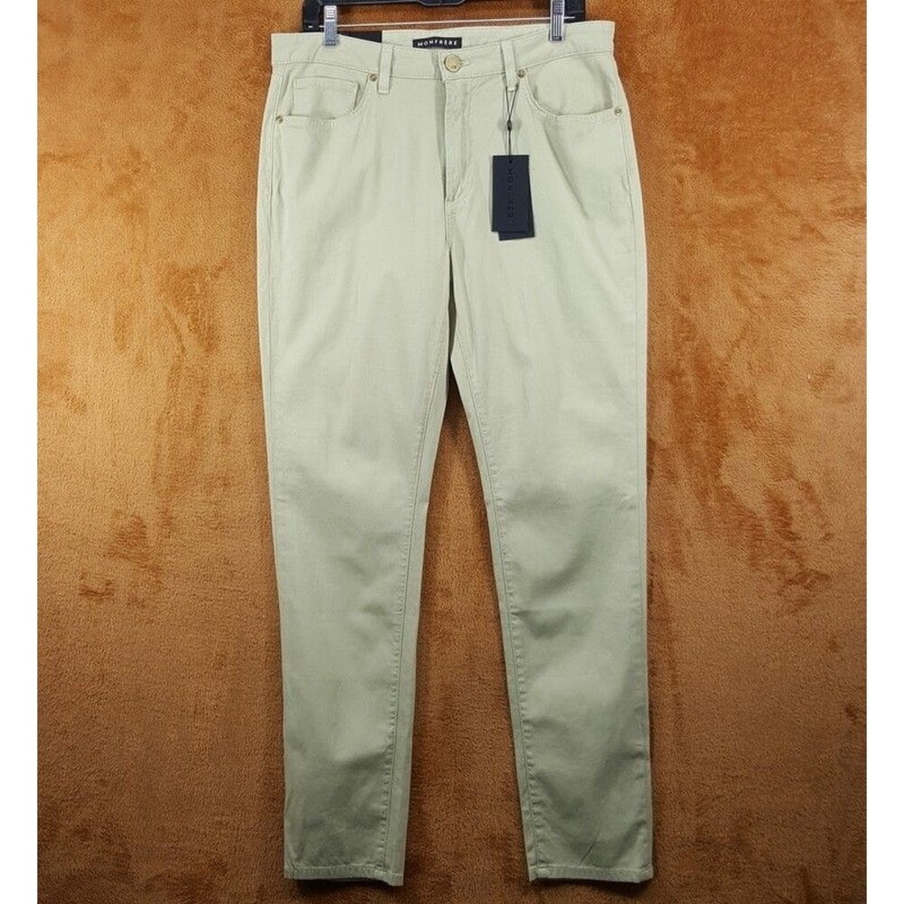 MONFRERE Mens Jeans Size 33 Green Lightweight Linen Denim BRANDO SLIM $210